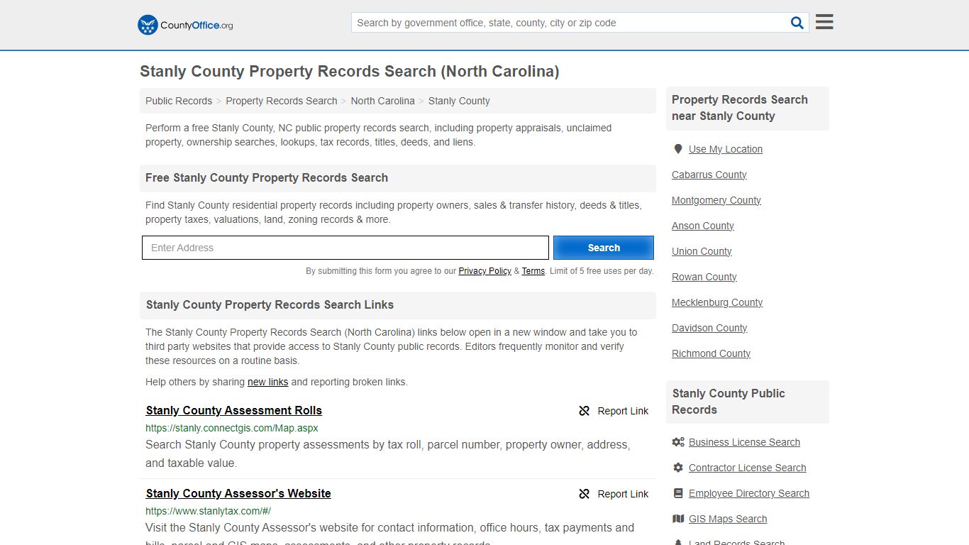 Stanly County Property Records Search (North Carolina) - County Office
