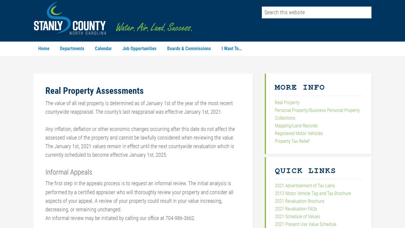Stanly County, NC Real Property Assessments
